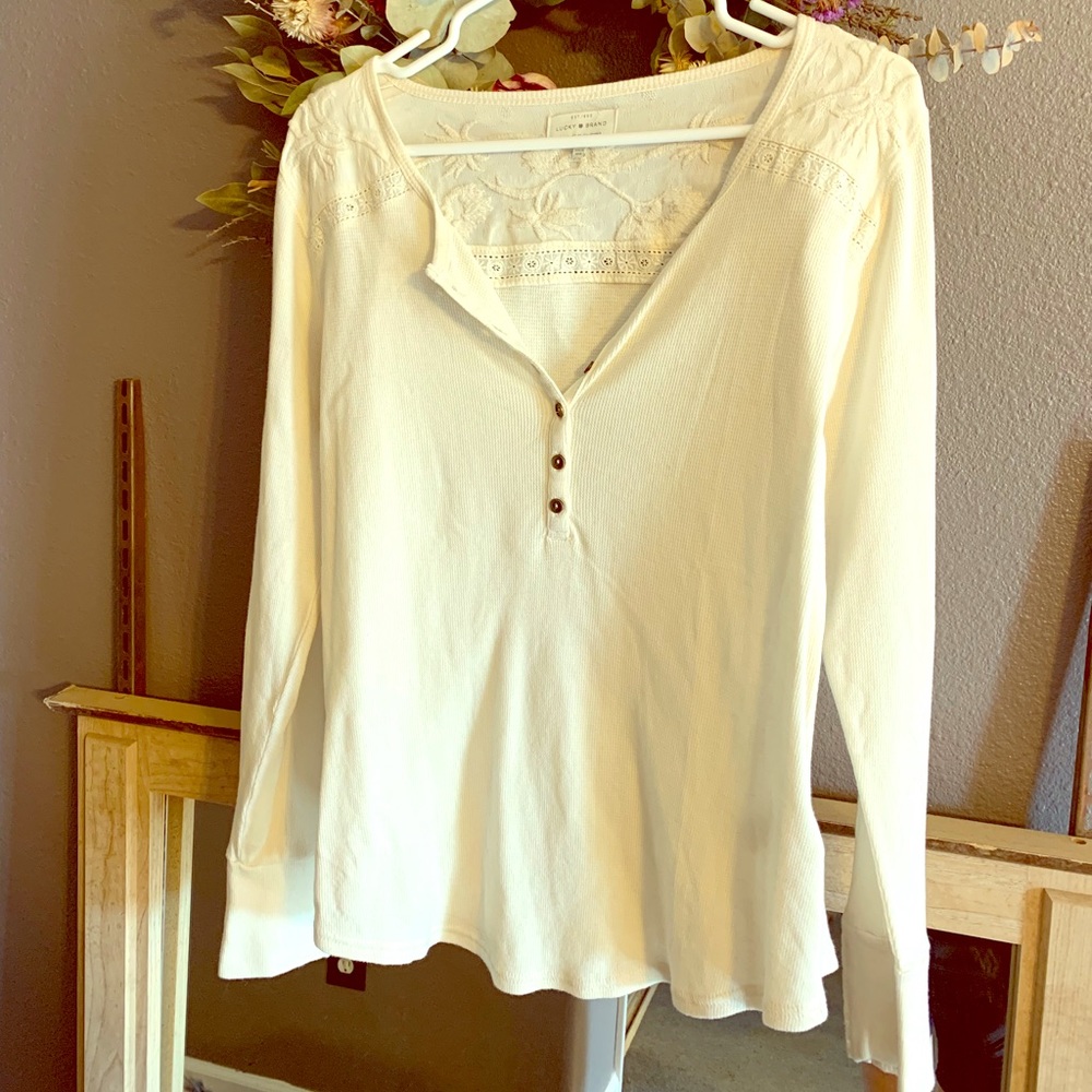 Lucky Brand Long sleeve half button up top